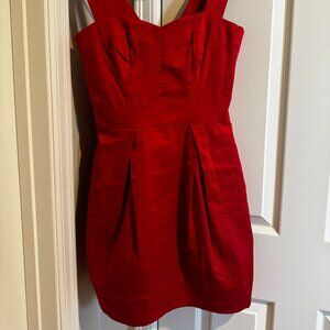 NWT French Connection Red Satin Sweetheart Wide Strap Pockets Mini Dress Size 6